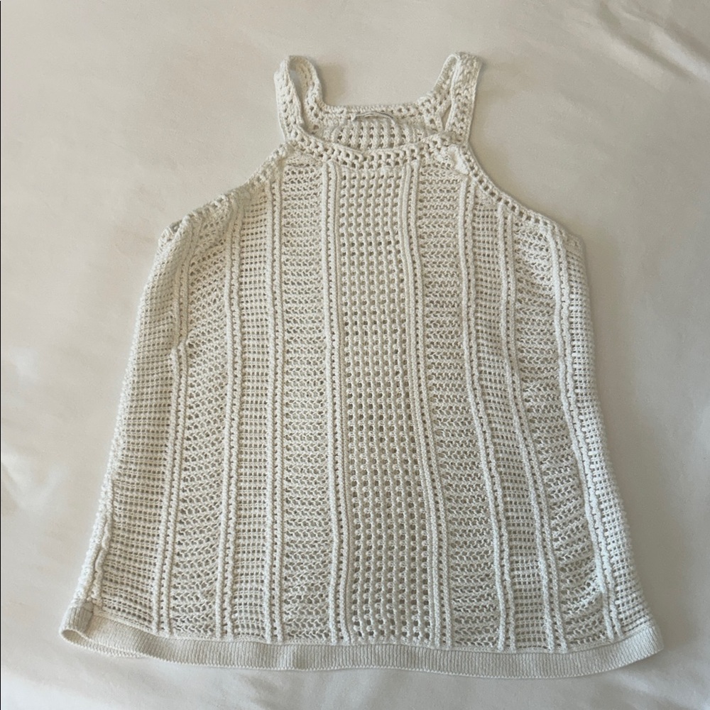 Club Monaco Ivory Crochet Sleeveless Top M